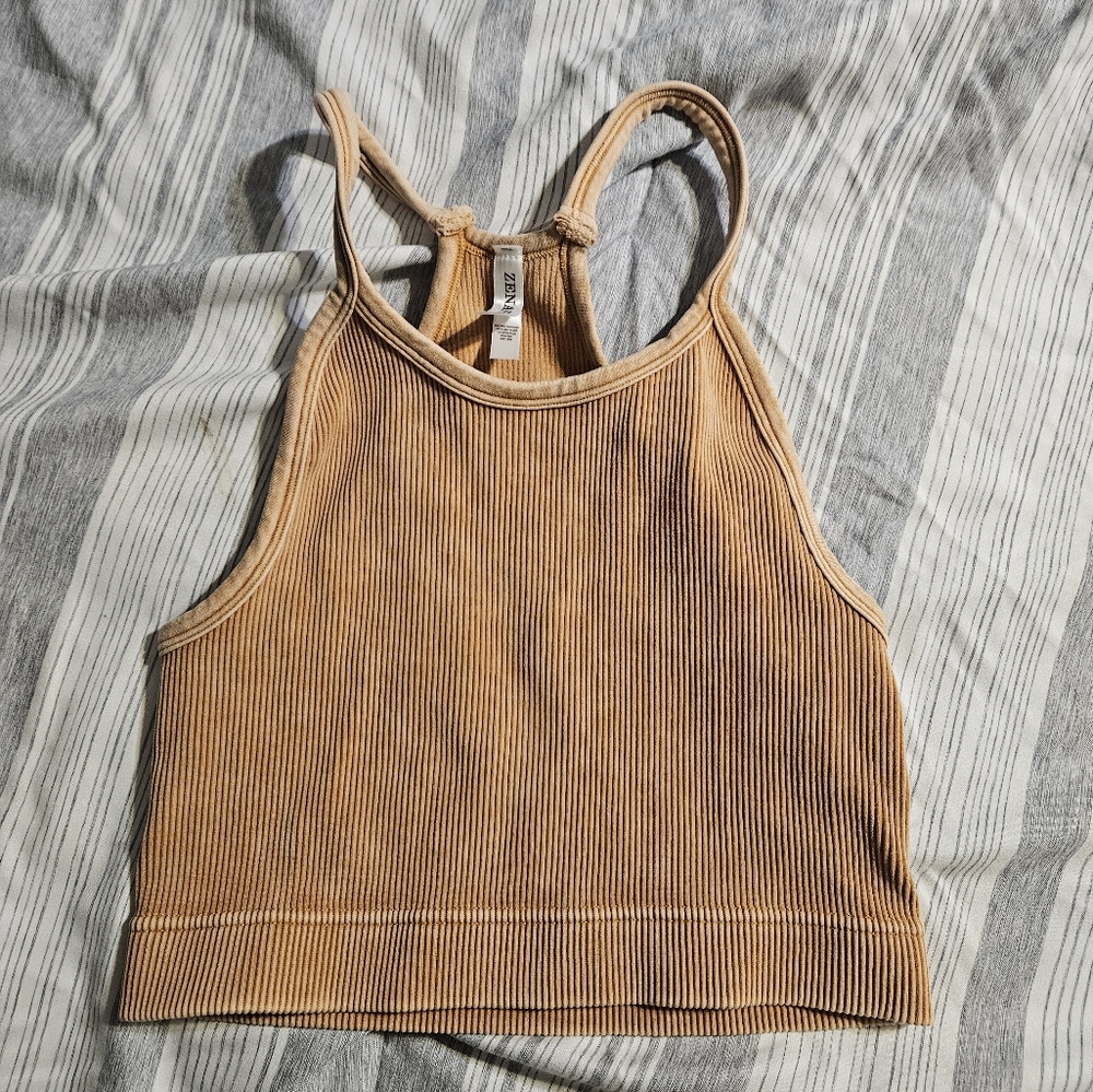 Urban Outfitters Ribbed Crop Top - Tan